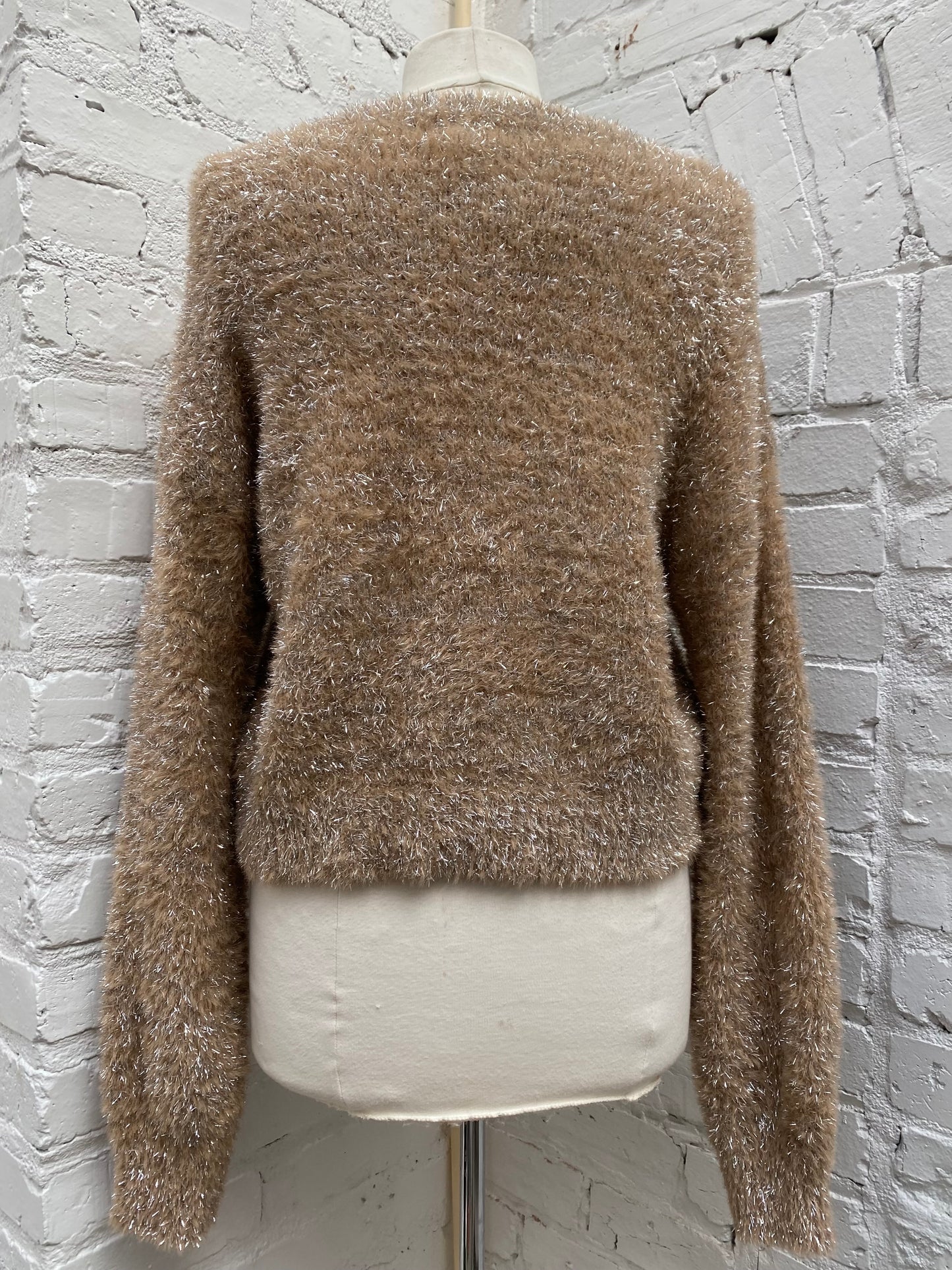 Anthropologie Brown & Silver Metallic Sweater, M