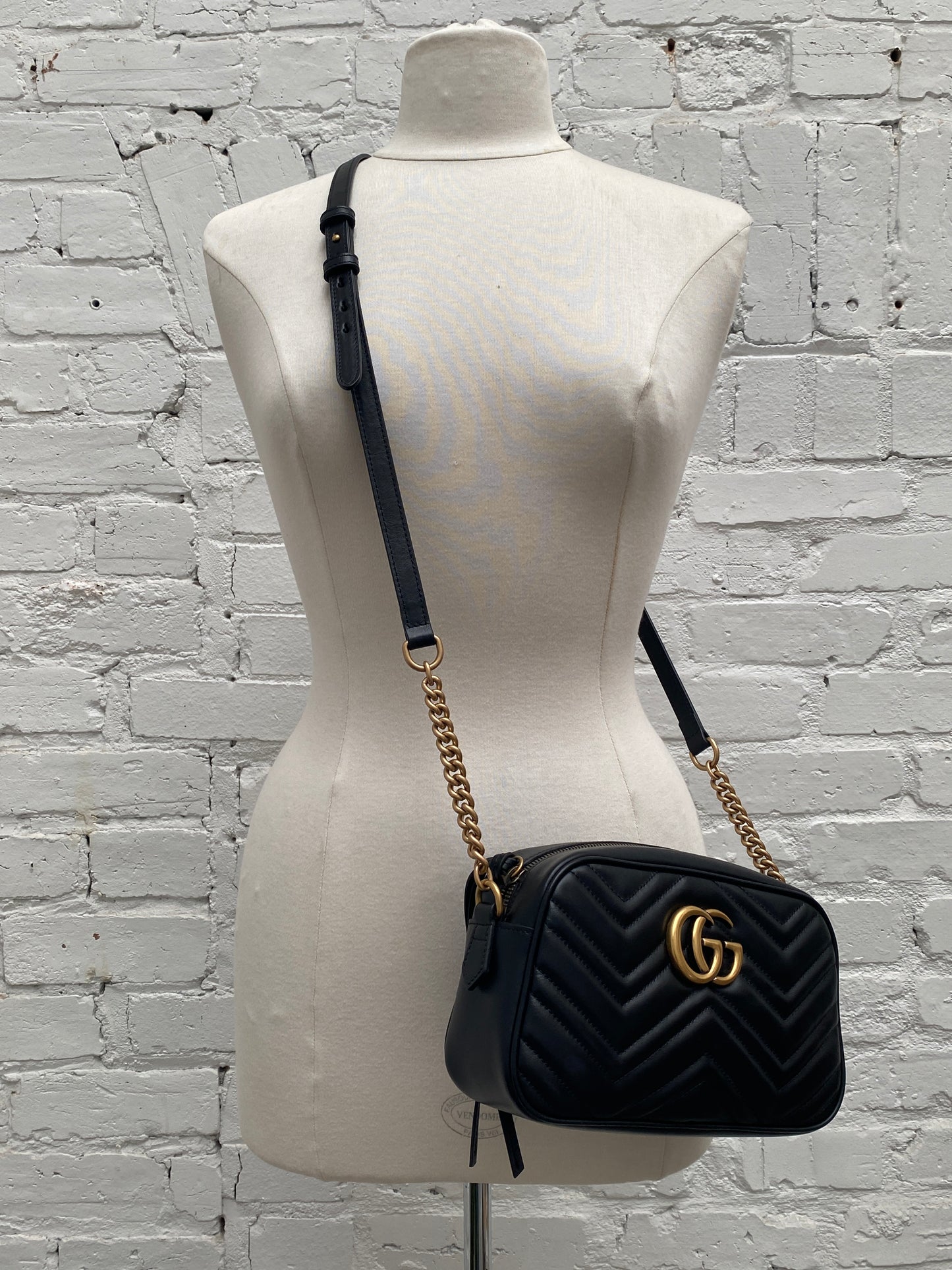 Gucci Marmont Black Large Camera Bag GHW