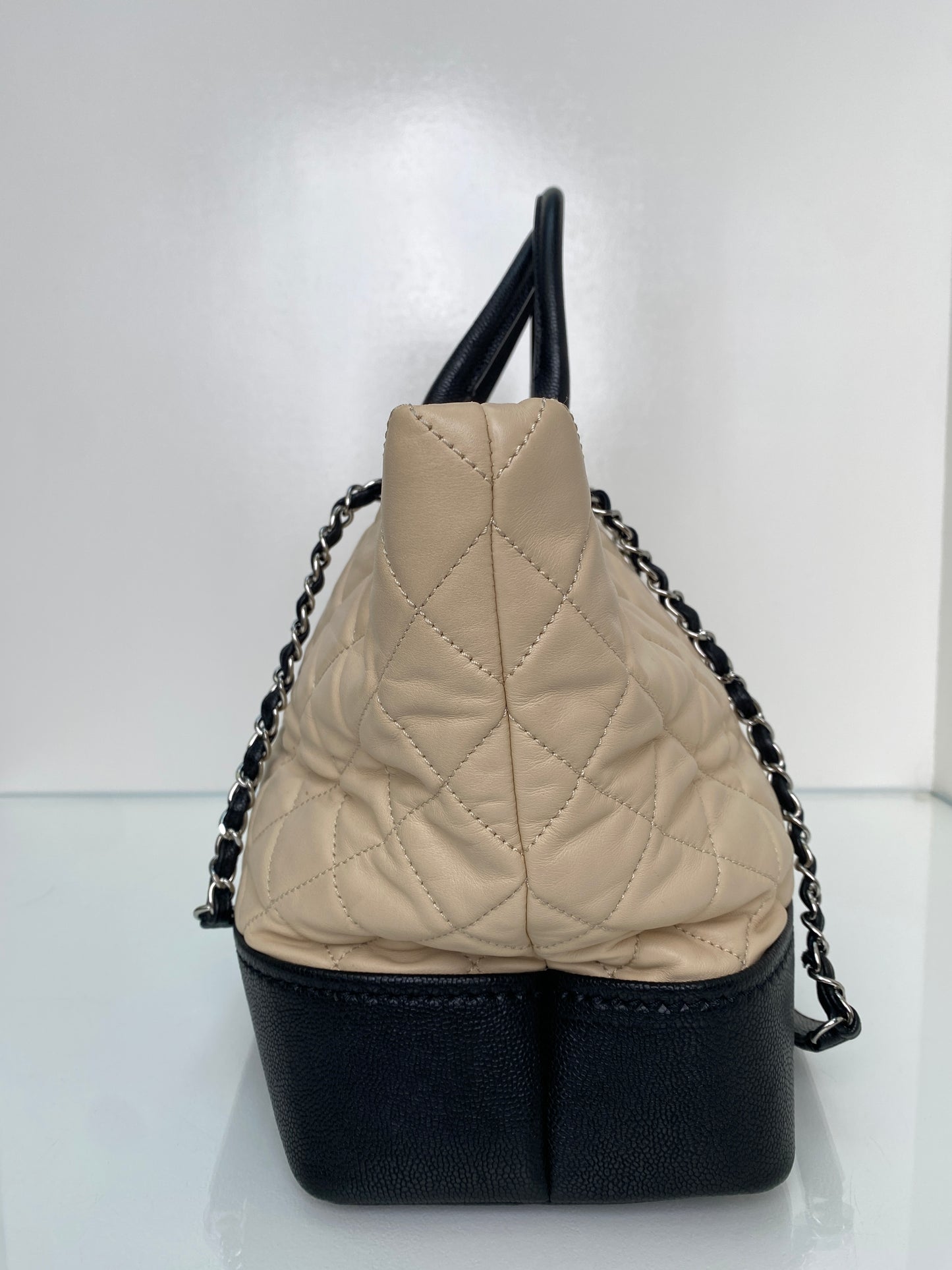 Chanel Nude & Black Globe Trotter Tote Bag SHW