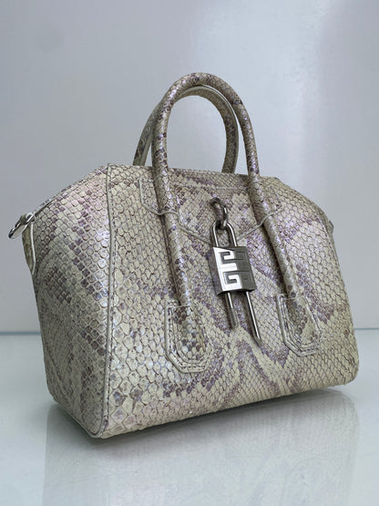 Givenchy Mini Antigona Lock Snakeskin Bag SHW
