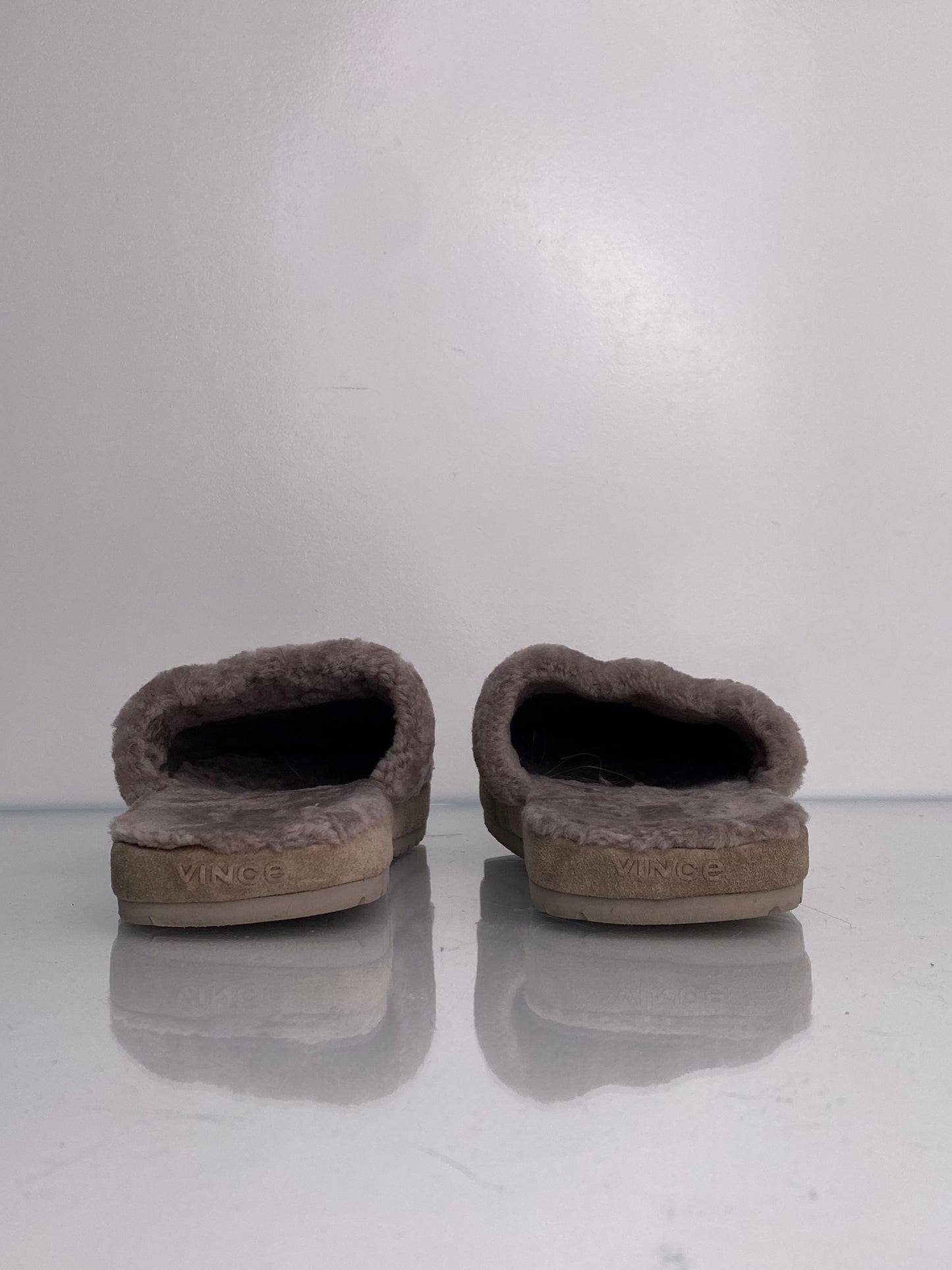 Vince Grey Fur Slippers, 8