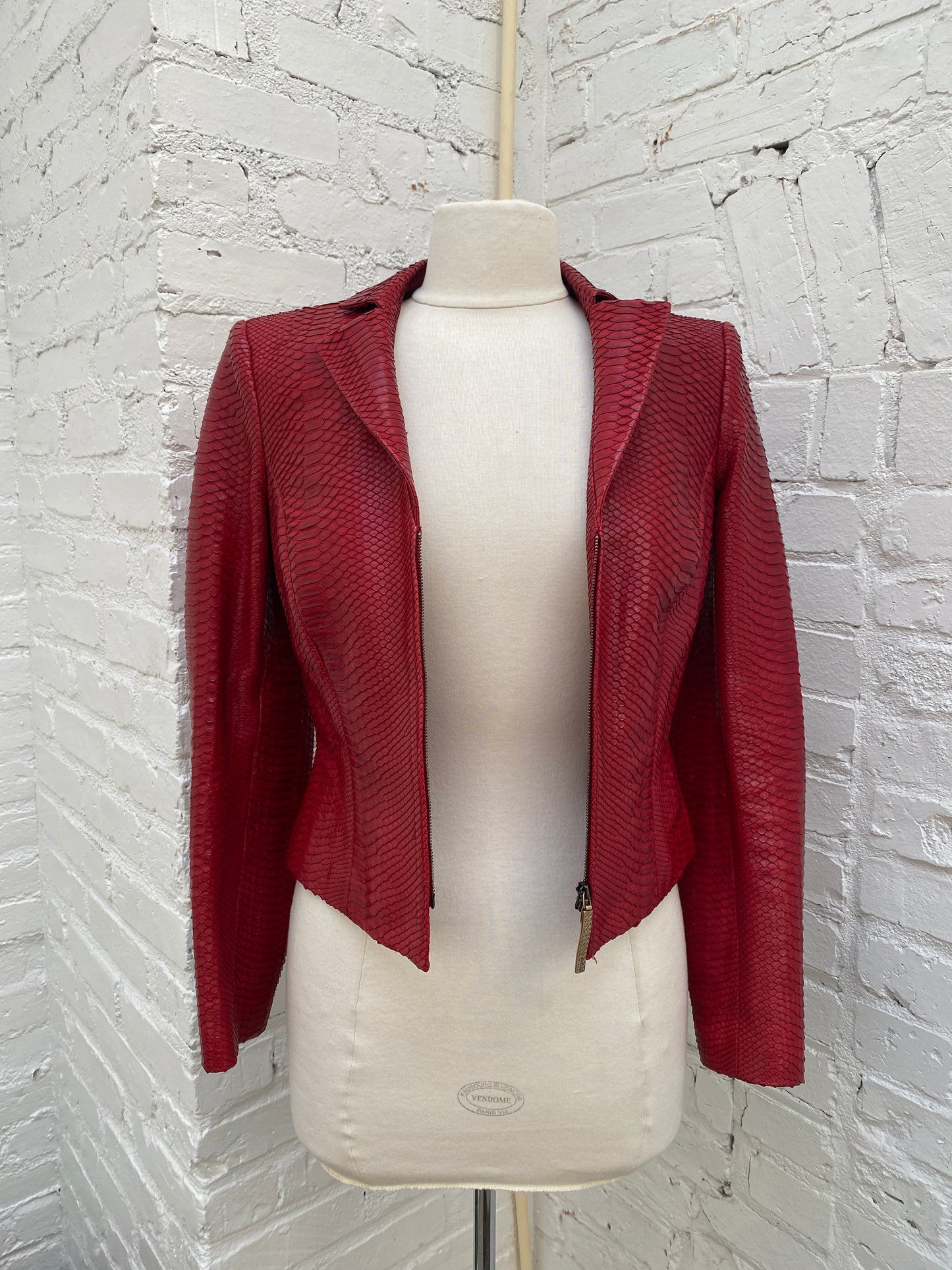 Salvatore Ferragamo Red Python Leather Jacket, 6