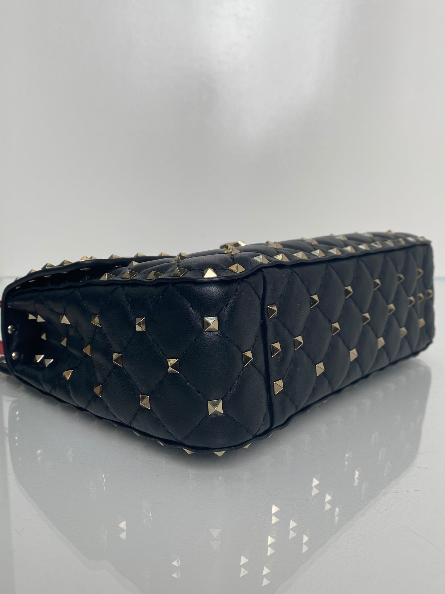 Valentino Black & White "VLTN" Rockstud Top Handle Crossbody Bag GHW