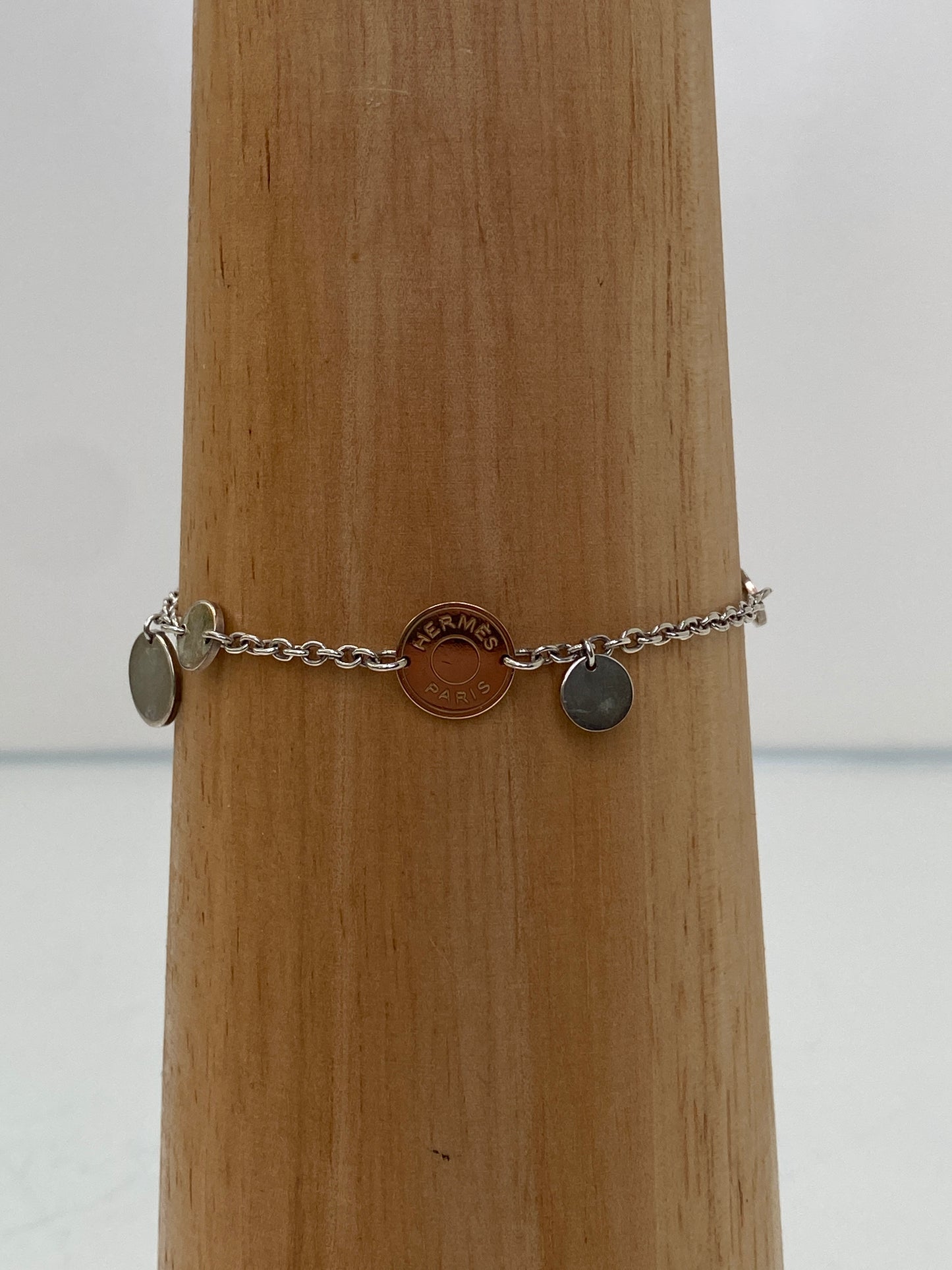 Hermes Ex-Libre Coin Rose Gold & Silver Bracelet