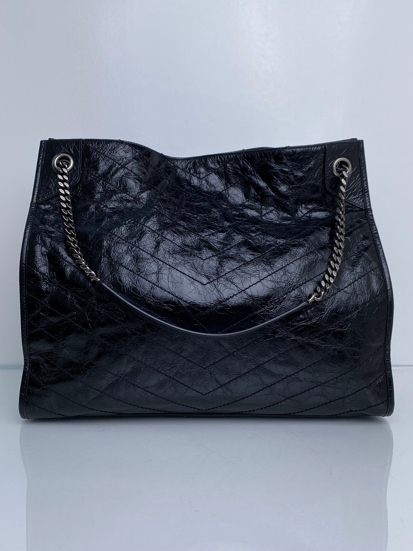 Saint Laurent Niki Shopping Tote Black Crinkle Calfskin