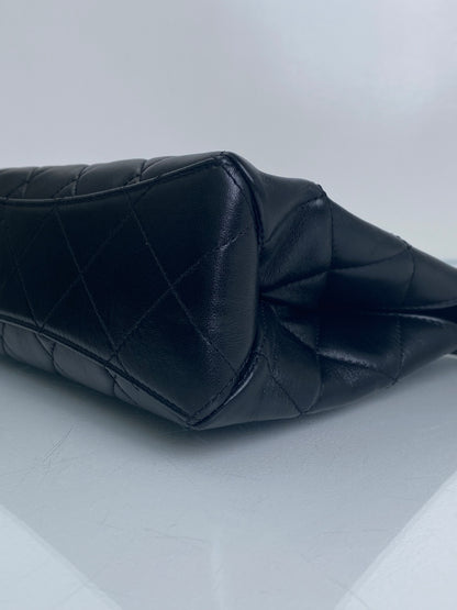 Chanel Black Small Pearl Quilted Shopping Bag GHW