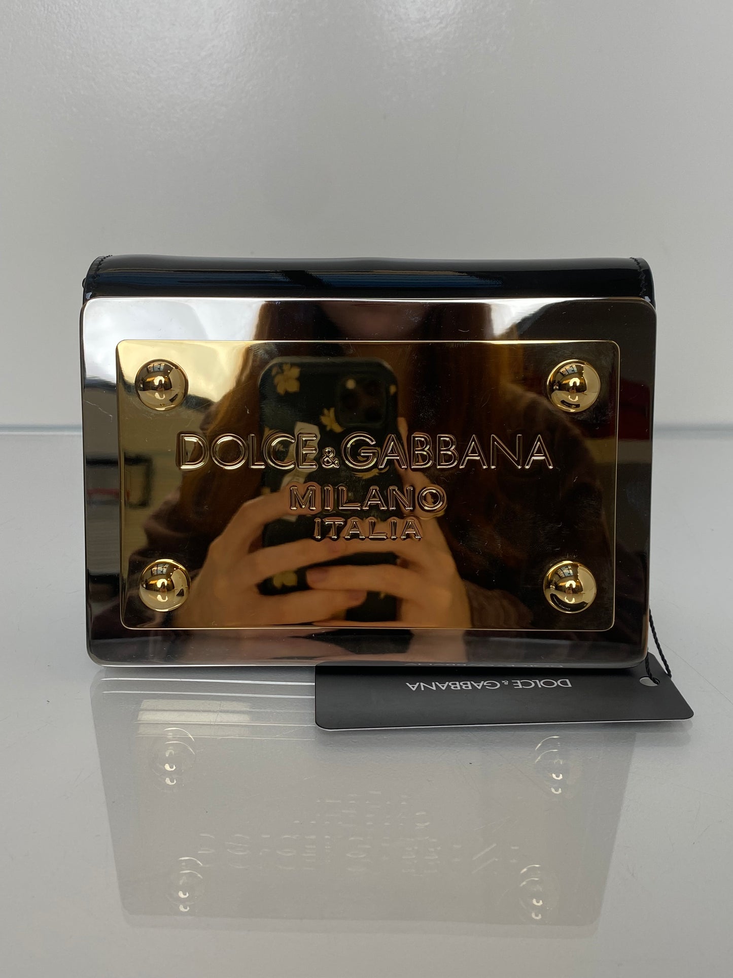 Dolce & Gabbana Black Patent & TTHW Plate Bag GHW