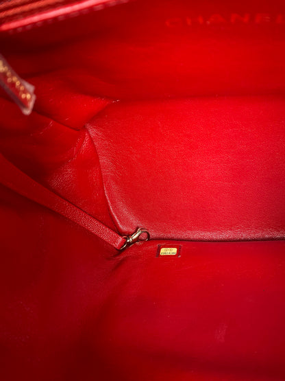 Chanel Business Affinity Red Caviar Quilted Backpack