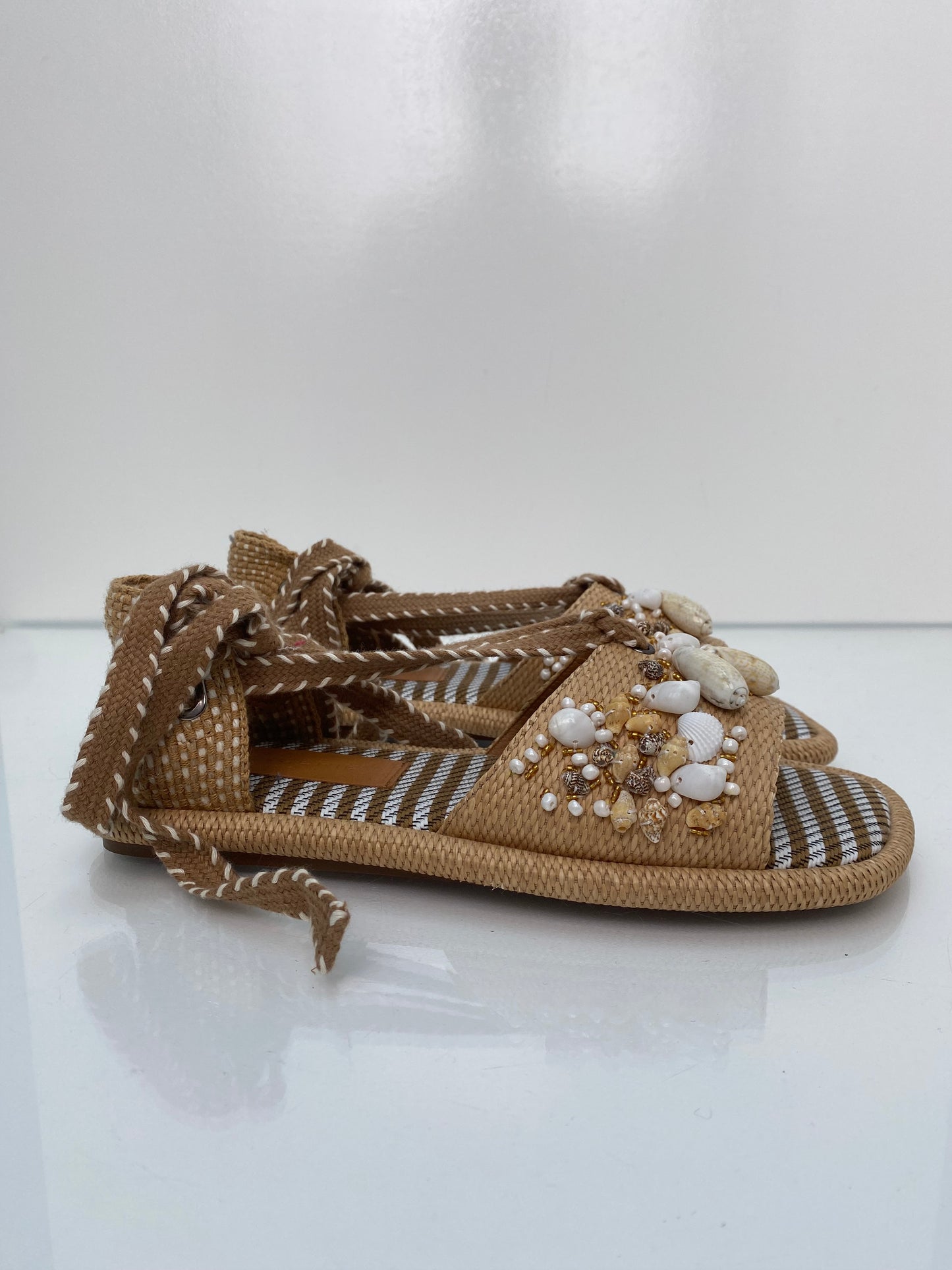 Clergerie Rafia Shell Sandals, 40.5