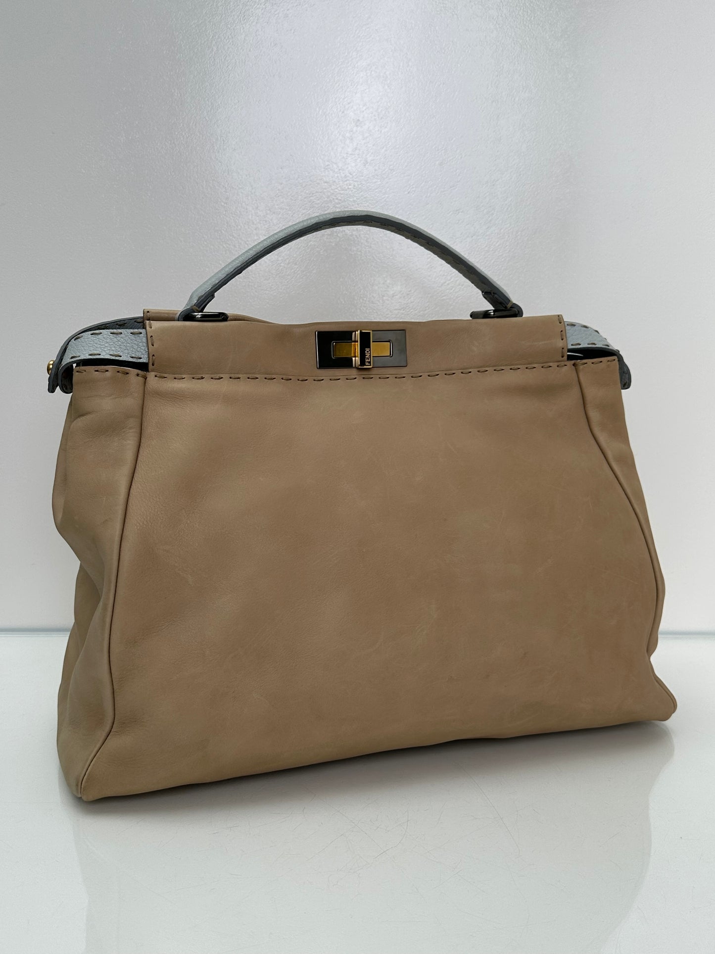 Fendi Beige & Grey Peekaboo Tote Bag TTHW