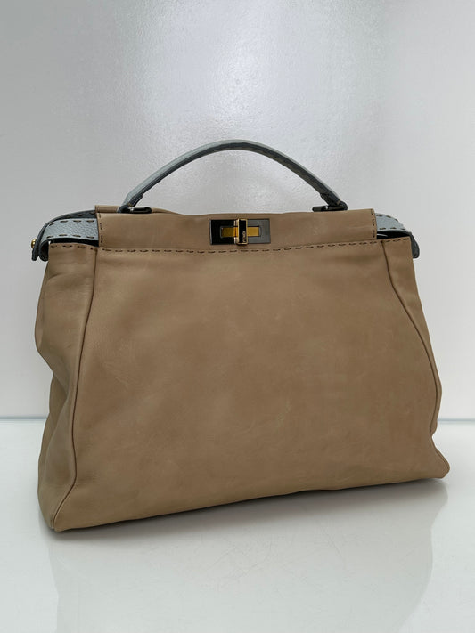 Fendi Beige & Grey Peekaboo Tote Bag TTHW
