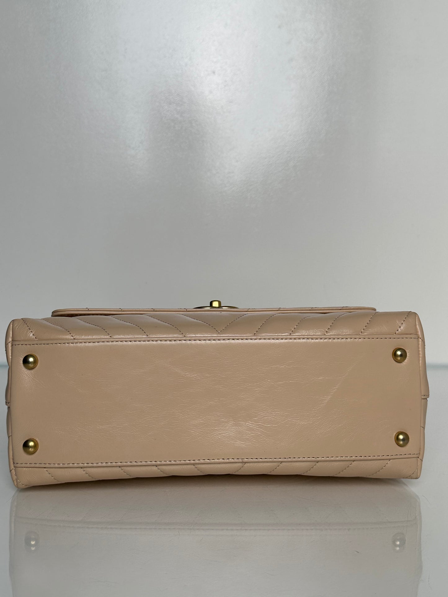 Chanel Beige & Black Chevron Lizard Coco Tophandle Bag GHW #25