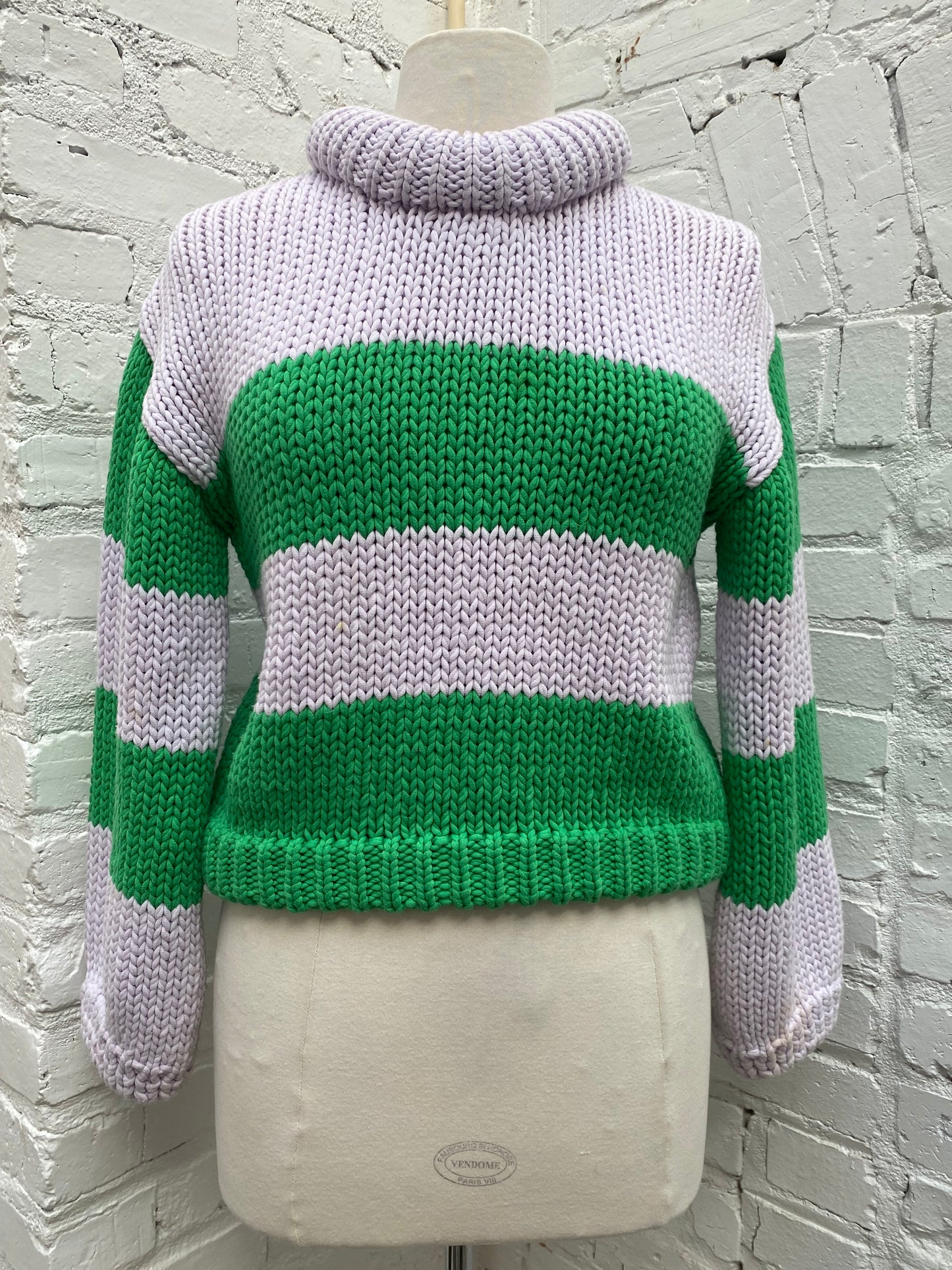 Tibi Lavender & Green Knit Sweater, XXS