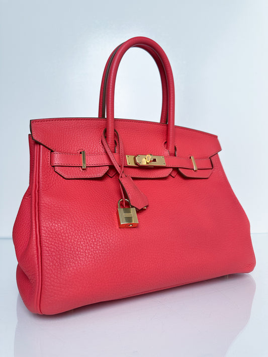 Hermes Birkin 30 Rose Jaipur Clemence GHW #R