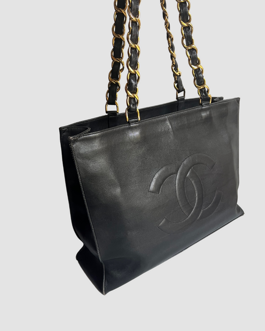 Chanel Vintage Black Lambskin Timeless Tote