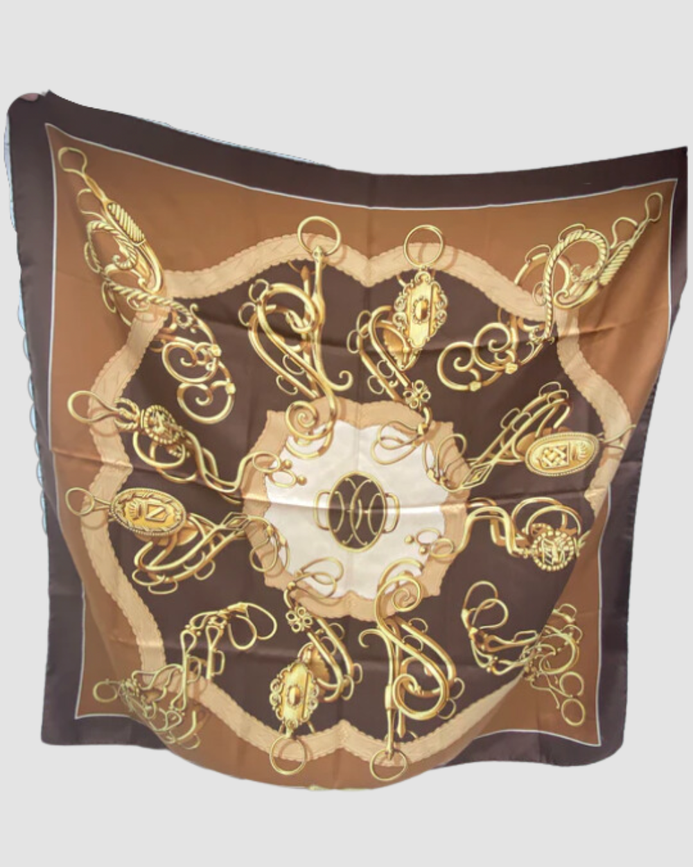 Hermes Brown and Gold Scarf