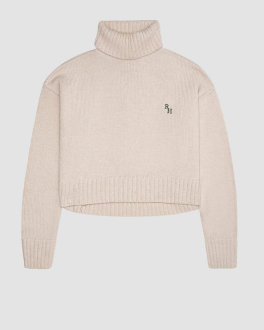Recreational Habits Athos Cropped Turtleneck Sweater in Oatmeal