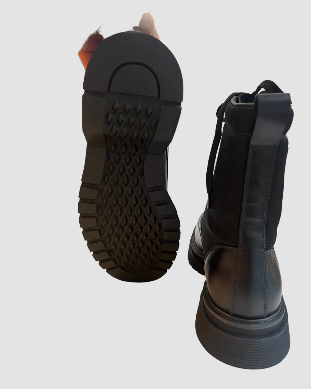 Prada Black Leather & Nylon Combat Boots