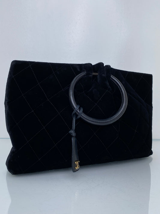 Chanel Vintage Black Velvet Tote Bag GHW