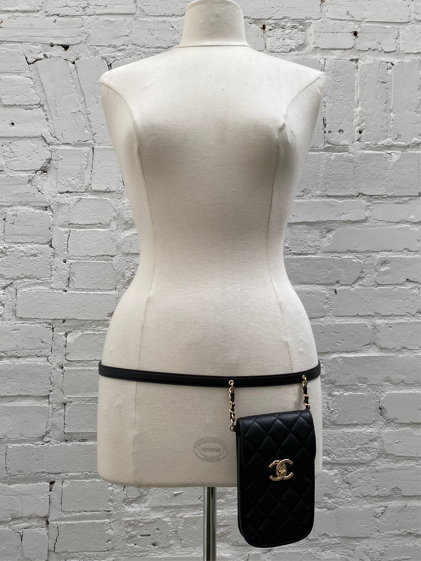 Chanel Black Lambskin Quilted Phone Holder