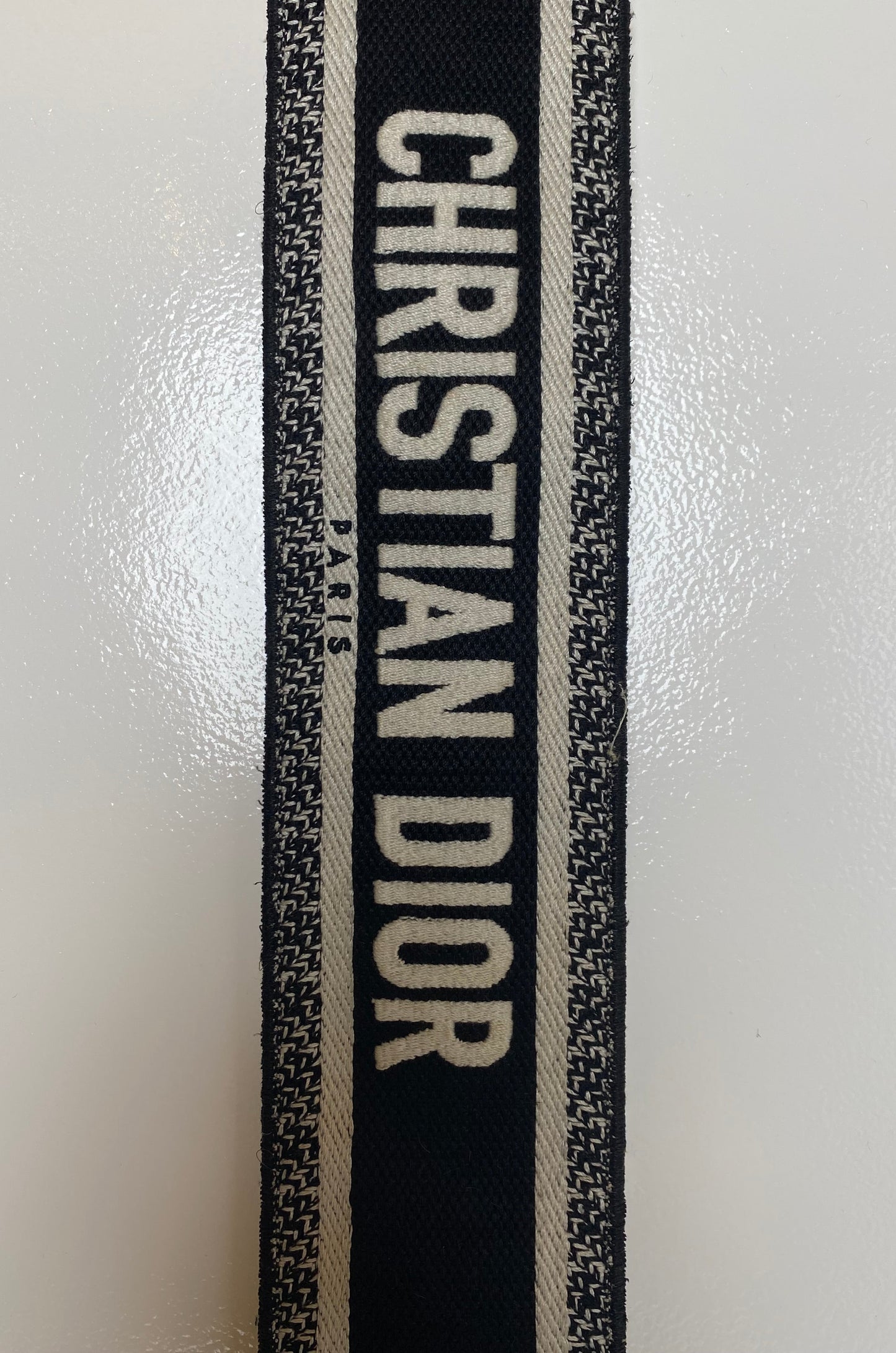 Dior Black & White "Christian Dior" Bag Strap SHW