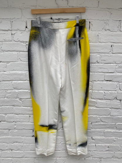 Alexander McQueen Yellow, White, & Black Spraypaint Pants, 44