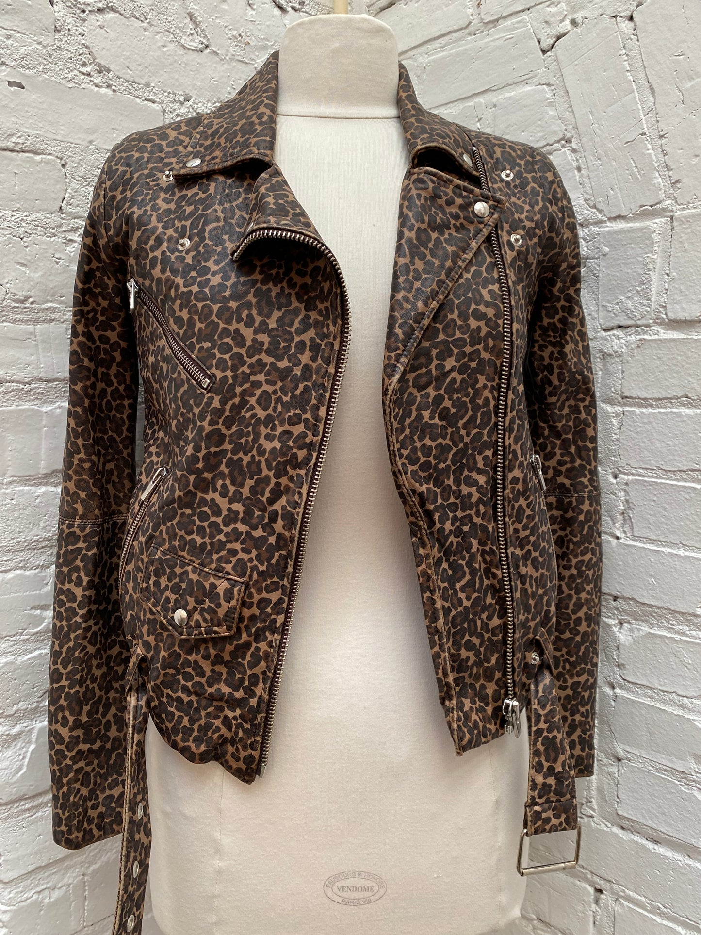 Veda Leopard Leather Jacket, P