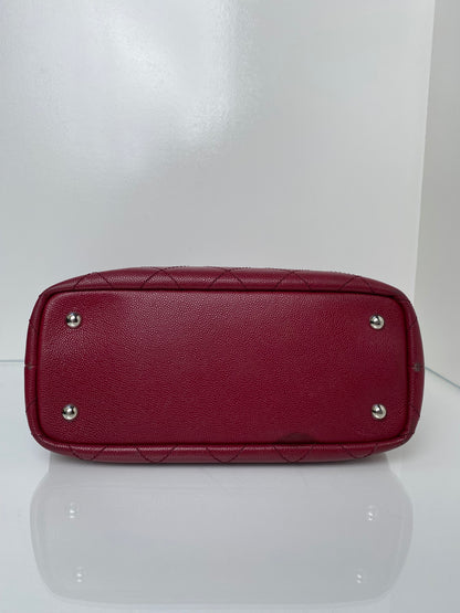 Chanel Burgundy & Black Quilted Tote Bag SHW