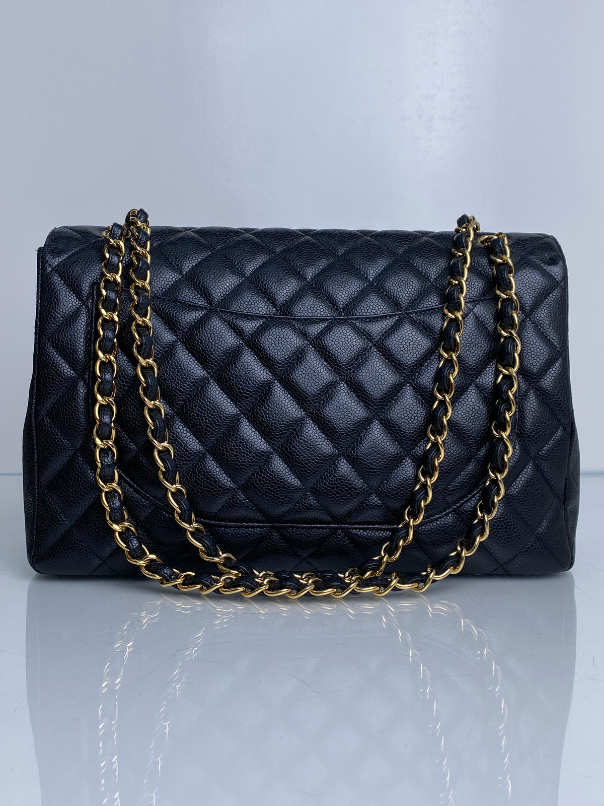 Chanel Black Caviar Maxi Single Flap Bag GHW #14