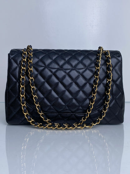 Chanel Black Caviar Maxi Single Flap Bag GHW #14