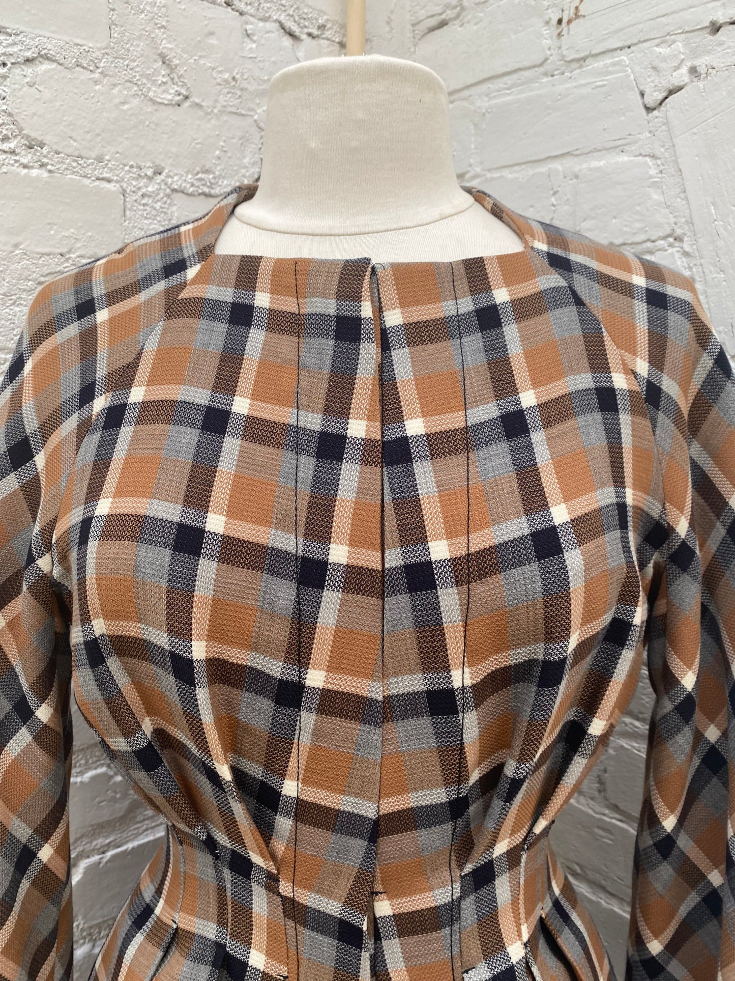 Christian Dior Brown, White, & Multicolor Tartan Jacket, 8