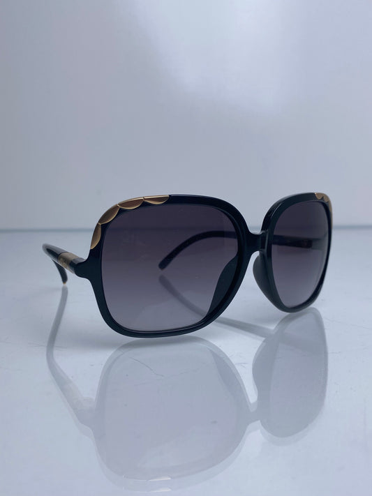 Chloe Black & Gold Scallop Square Sunglasses
