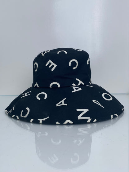 Chanel Wide Brim Black CC Logo Hat, 57