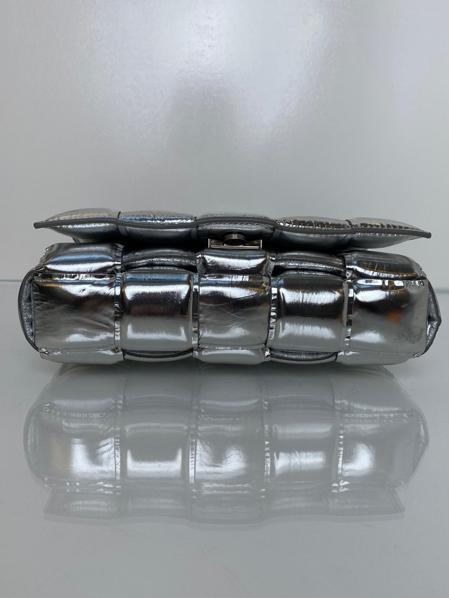 Bottega Veneta Silver Mirror Padded Cassette Bag SHW