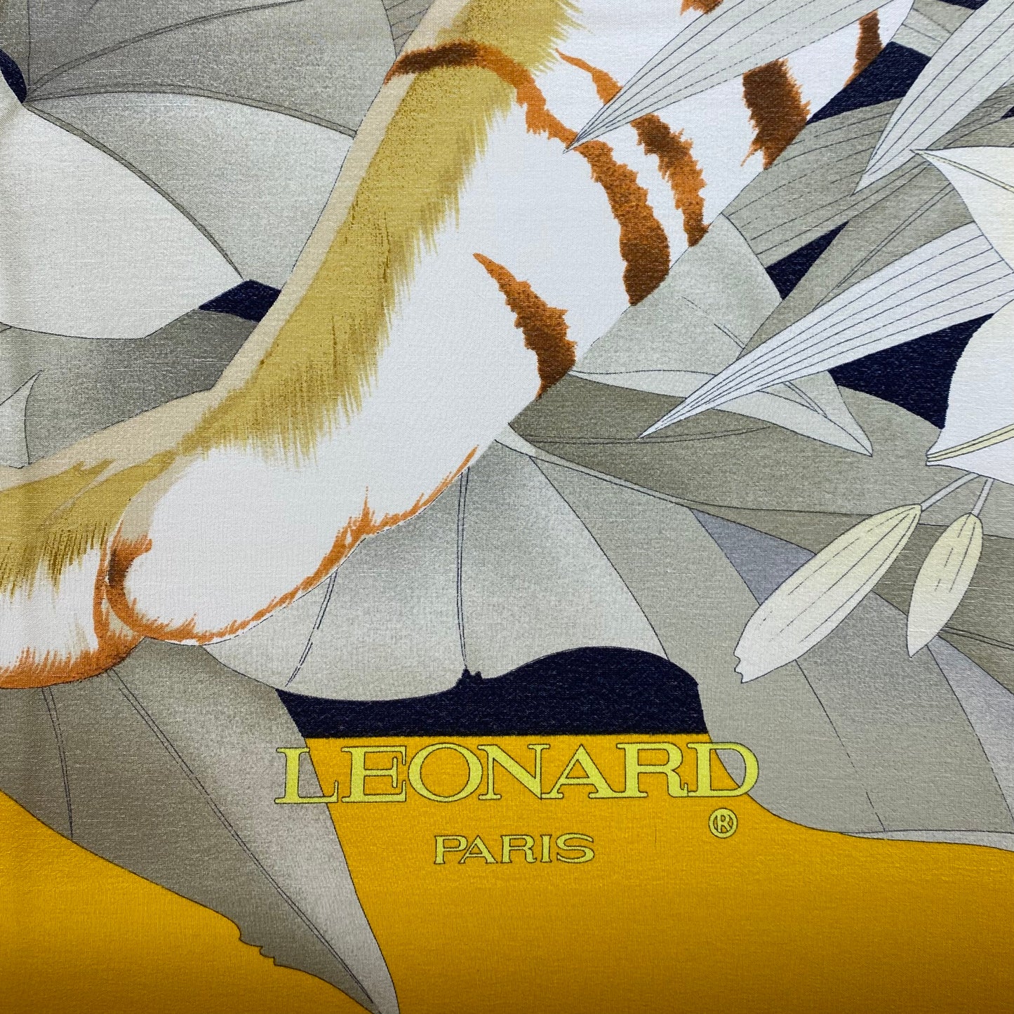 Leonard Vintage Yellow & Navy Tiger Silk Scarf
