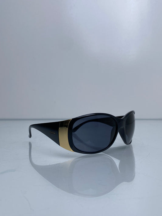 Prada Black & Gold Logo Sunglasses