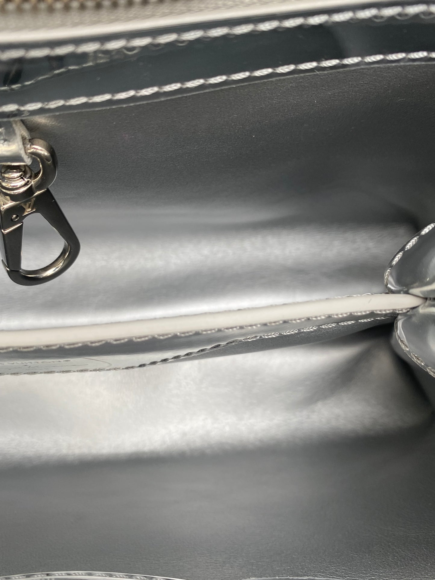 Louis Vuitton Silver Vernis Patent Leather X Yayoi Kusama Capucines BB Bag SHW