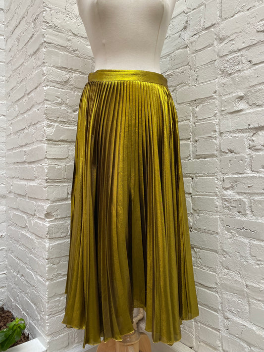 Gucci Gold Metallic Pleated Skirt, 42