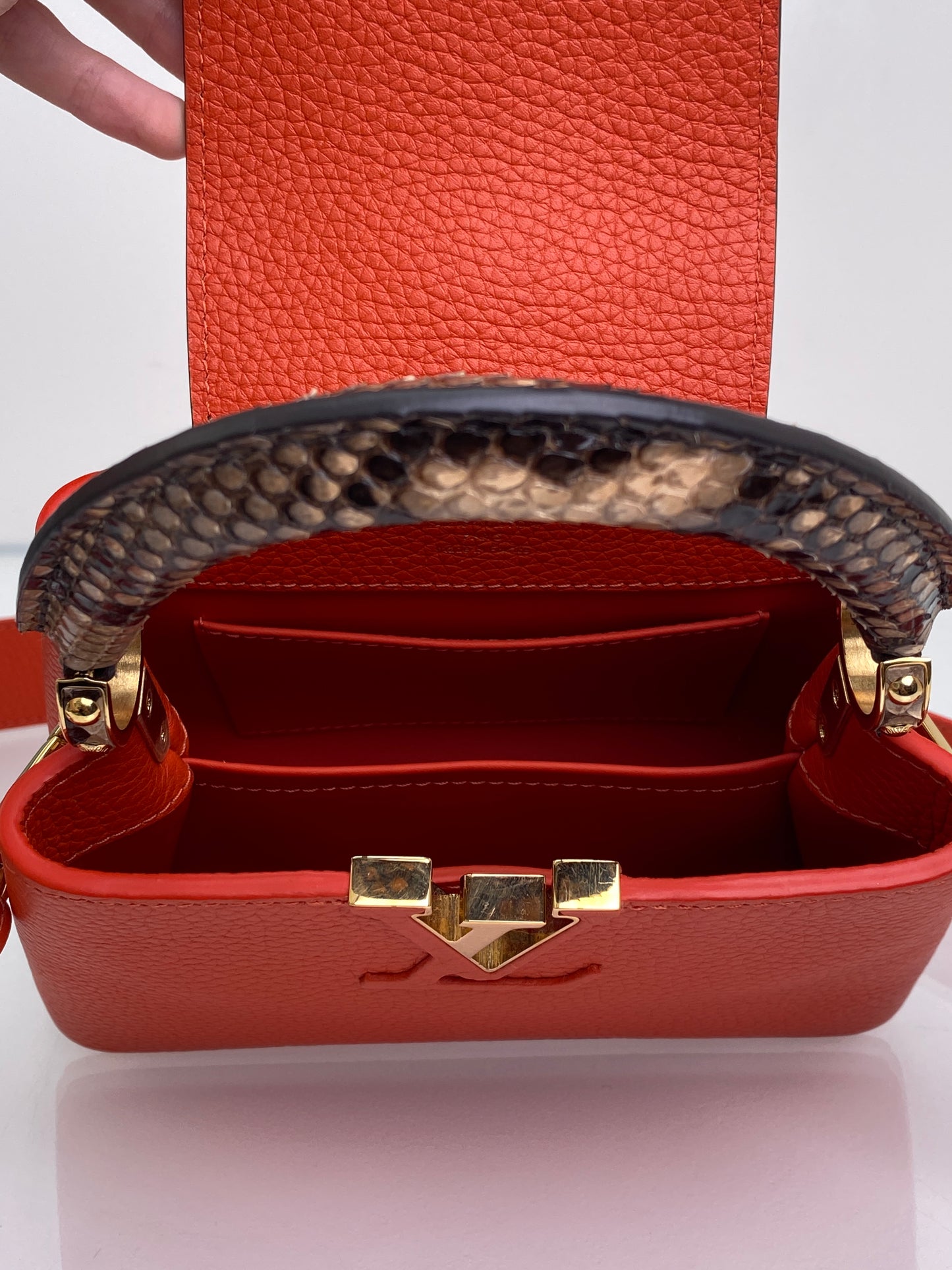 Louis Vuitton Orange Python Capucine Bag GHW
