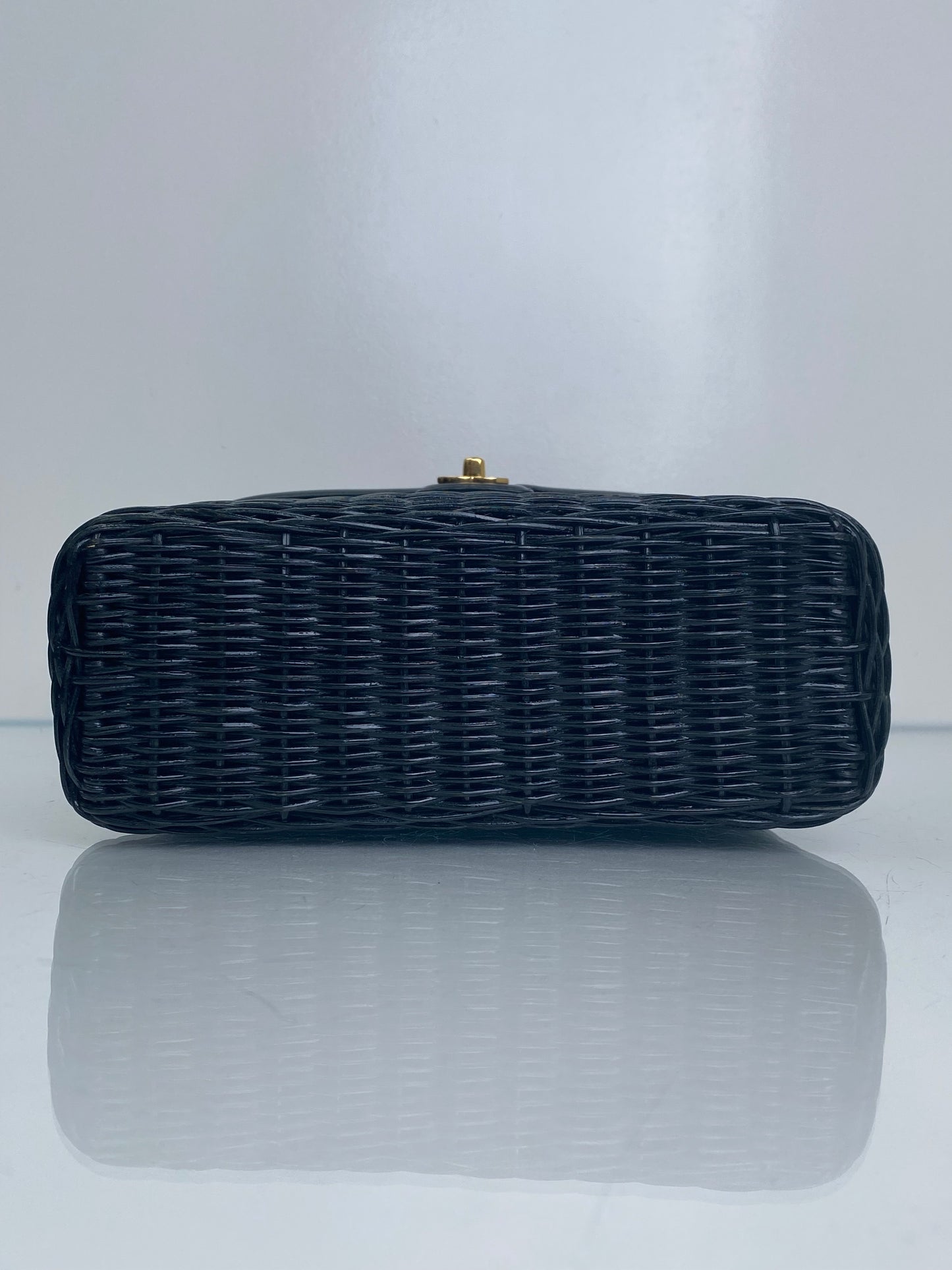 Chanel Black Wicker & Leather Basket Bag GHW