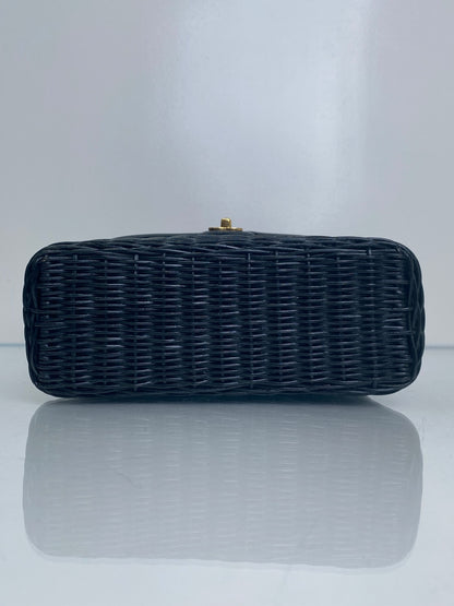 Chanel Black Wicker & Leather Basket Bag GHW