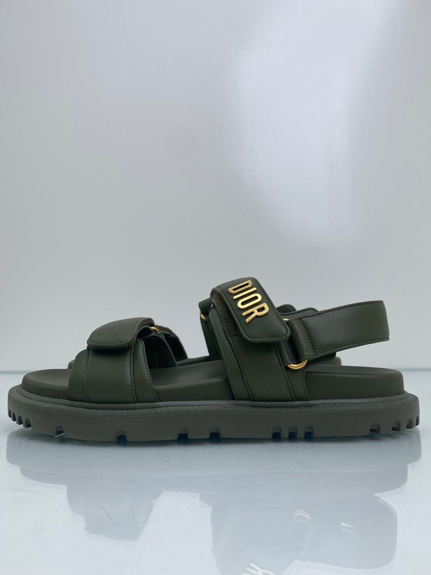 Christian Dior Dioract Green Logo Sandals, 39.5