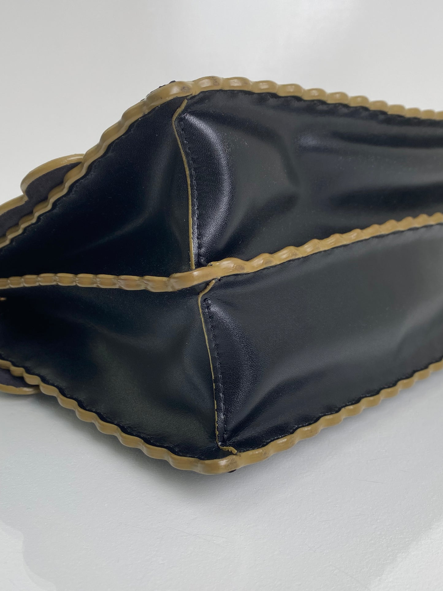 Fendi Black Khan Scalloped Medium Bag GHW