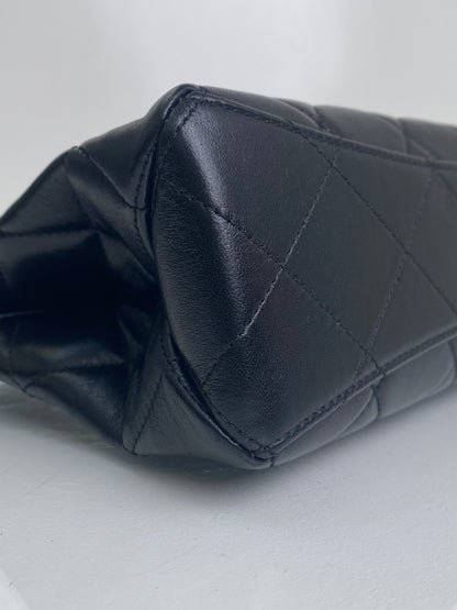 Chanel Black Small Pearl Quilted Shopping Bag GHW
