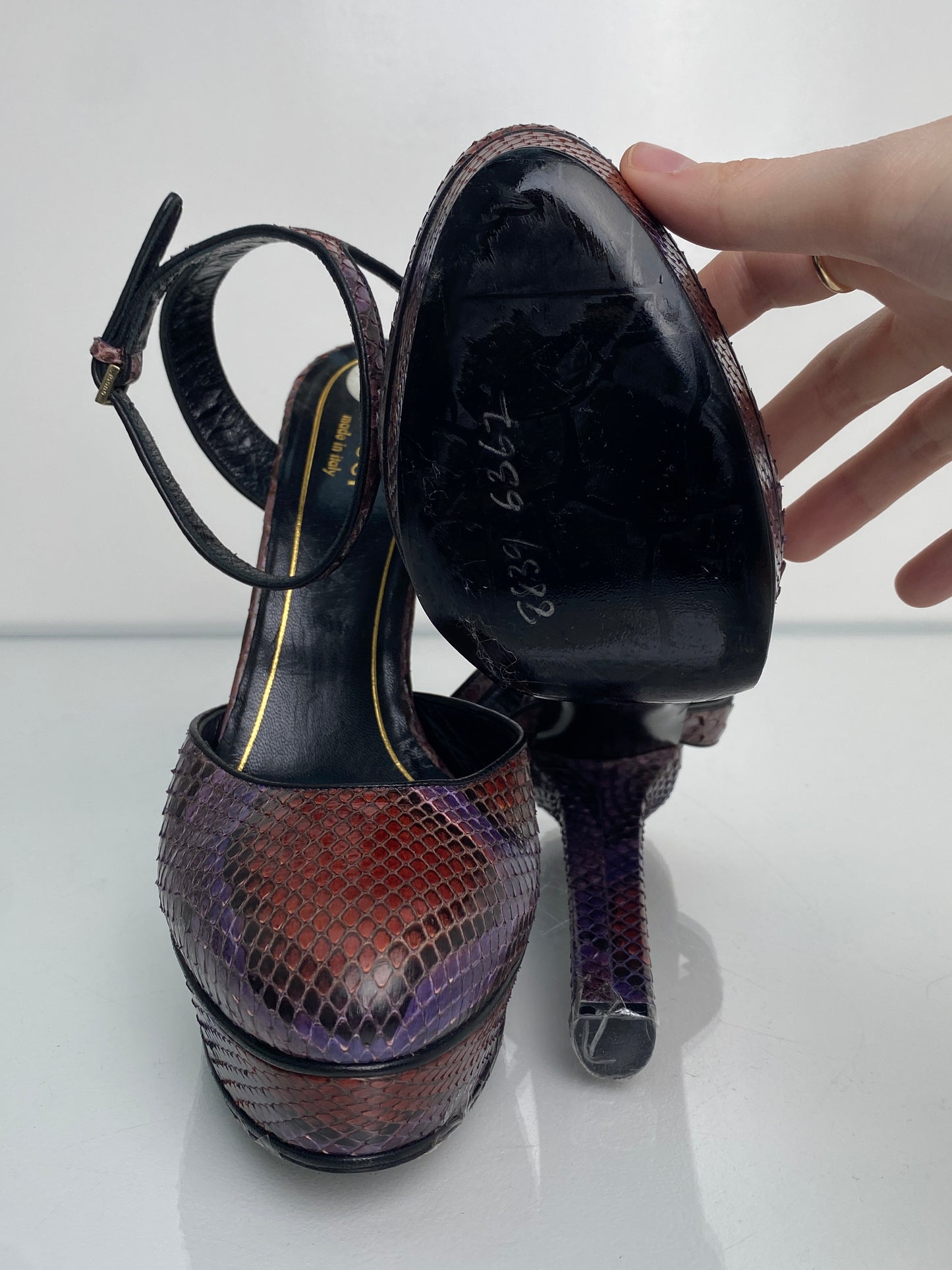 Gucci Python Heels, 38