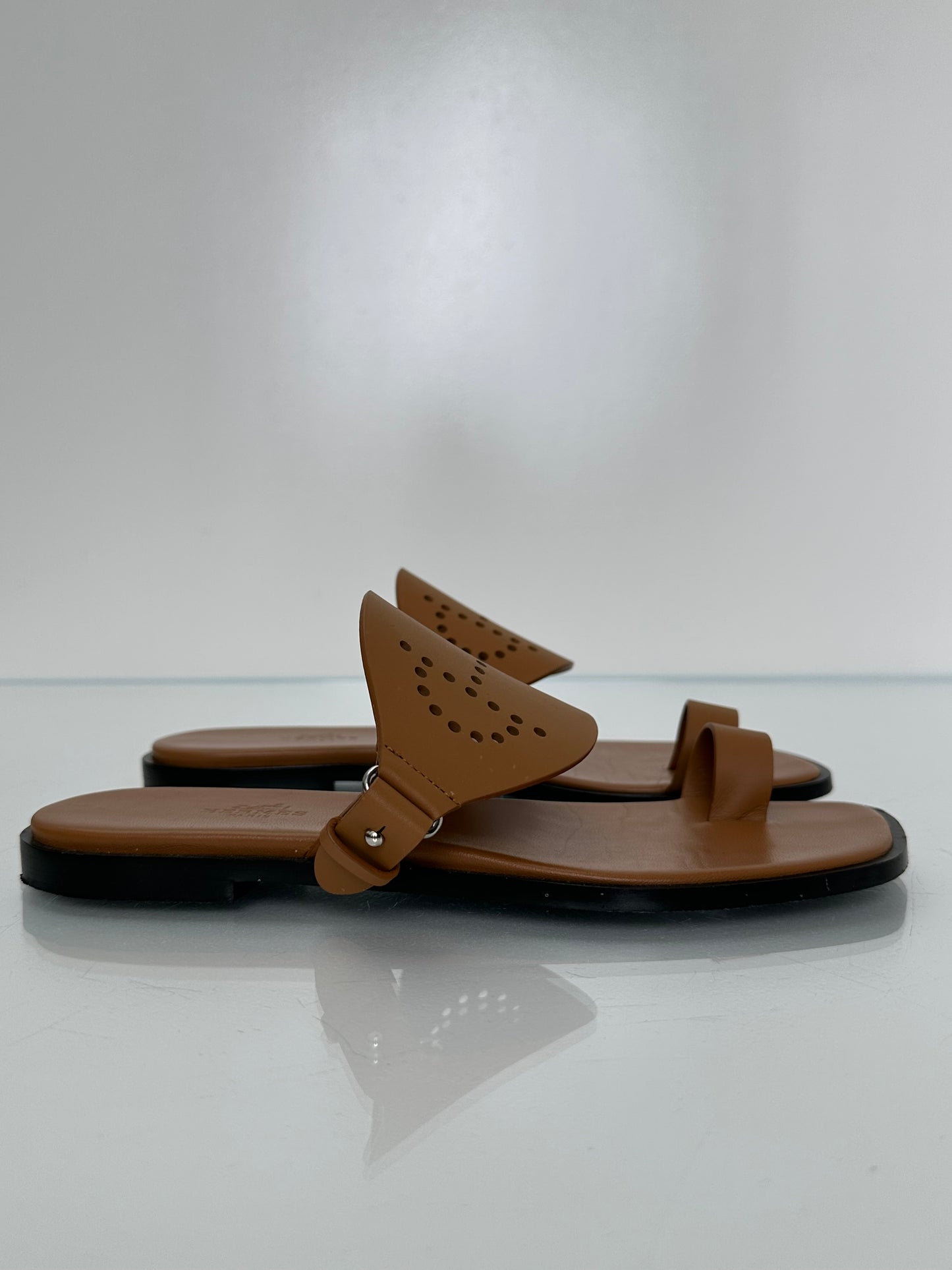 Hermes Gold Hera Sandals, 37
