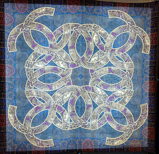 Chanel Brown, Blue, & Purple Paisley Scarf