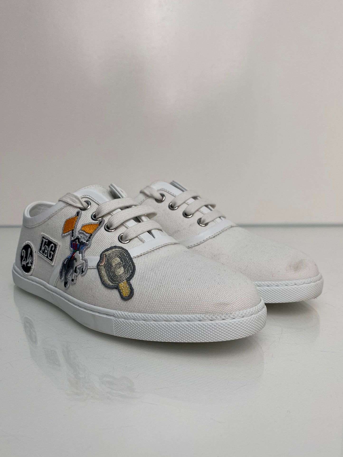 Hermes Innocent White Canvas Sneakers, 35