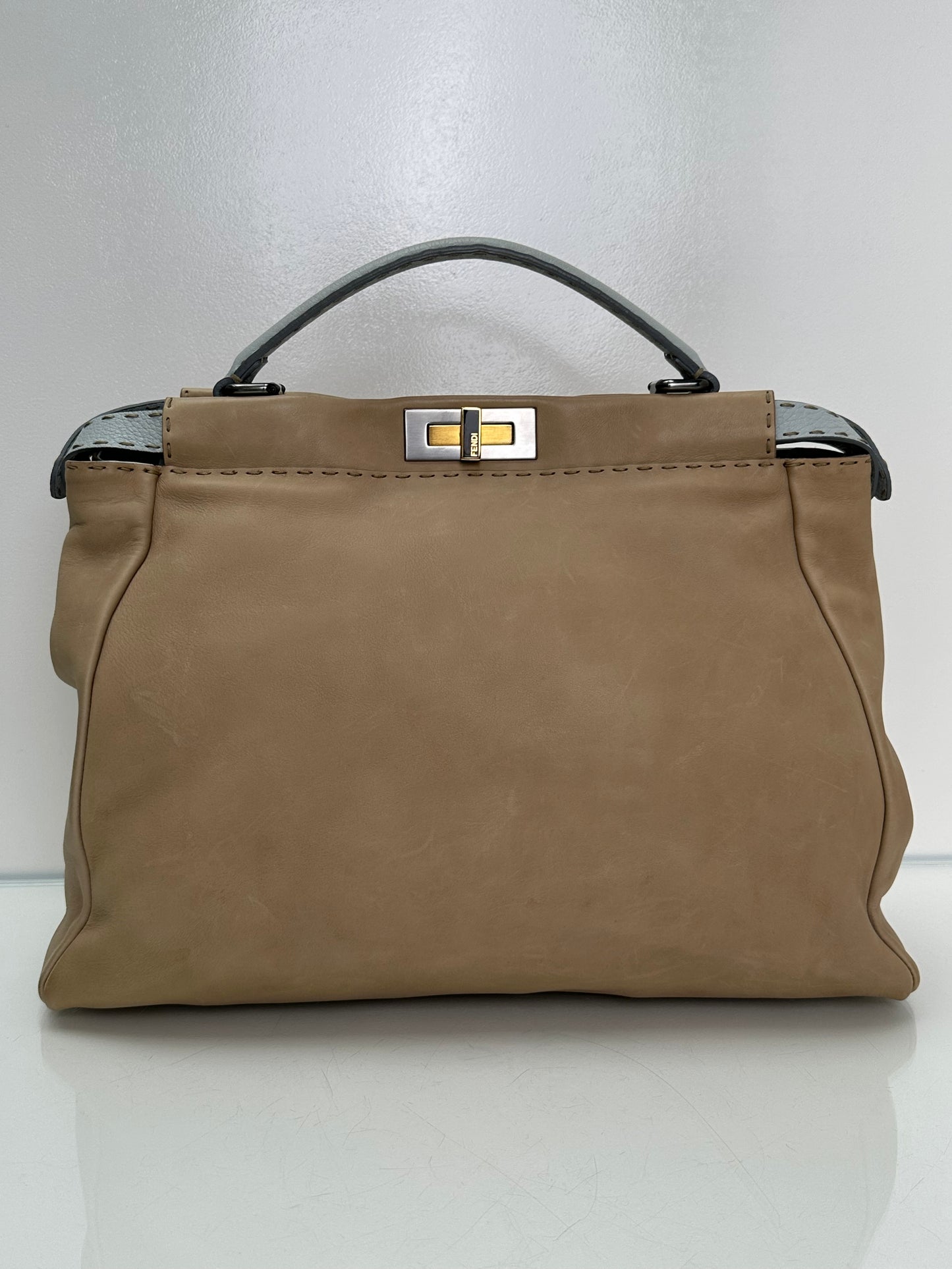 Fendi Beige & Grey Peekaboo Tote Bag TTHW
