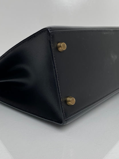 Hermes Kelly 28 Black Box Leather GHW #X